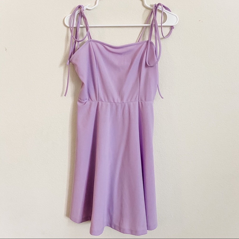 Solid Tie Shoulder Cami Skater Dress